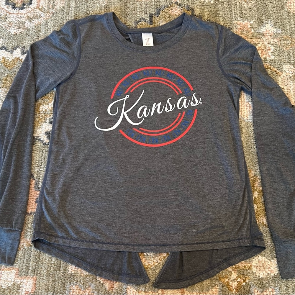 Kansas Jayhawks Zoozatz Open Back Shirt Size Medium Color Grey‎